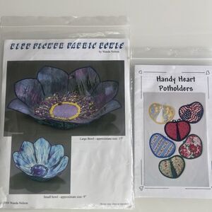 Blue Flower Fabric Bowls Wanda Nelson & Pot Holders Eva Holen Sewing Patterns